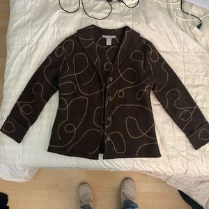 Vintage Carroll Reed 100% Wool Button-up Brown Small Jacket